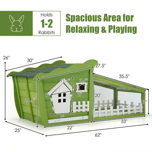 62 Inch Wooden Rabbit Hutch with Pull Out Tray-Red