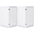 Folding 4-Panel Dog Gate Pet Fence in White Wood Finish